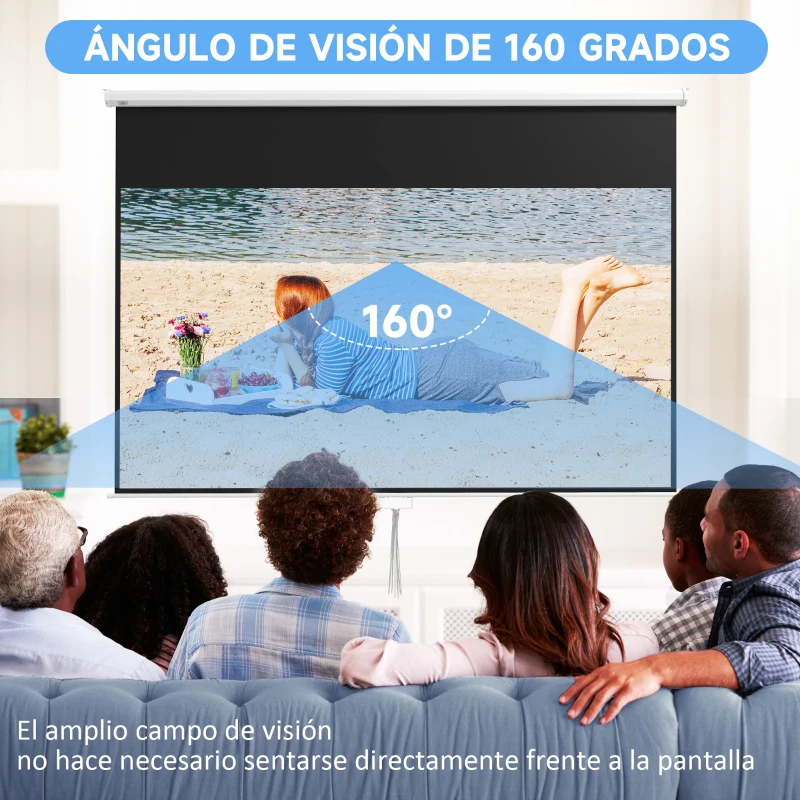 HOMCOM Pantalla de Proyector Manual 120 Pulgadas Formato 16:9 266x149 cm Blanco