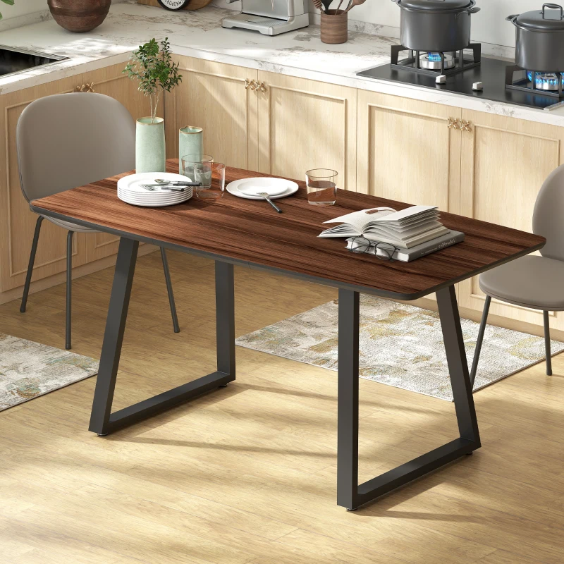 HOMCOM Esstisch im Industriedesign für 6 Personen, ausziehbare Tischplatte, 120 cm x 80 cm x 76 cm, Schwarz + Braun