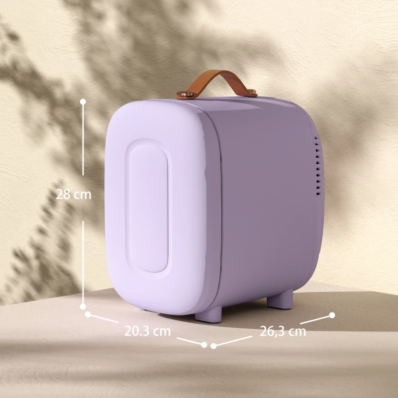 HOMCOM Nevera Pequeña Extrasilenciosa 4L 9V/240V para Enfriar y Calentar Mini Frigorífico 20,3x26,3x28 cm Violeta