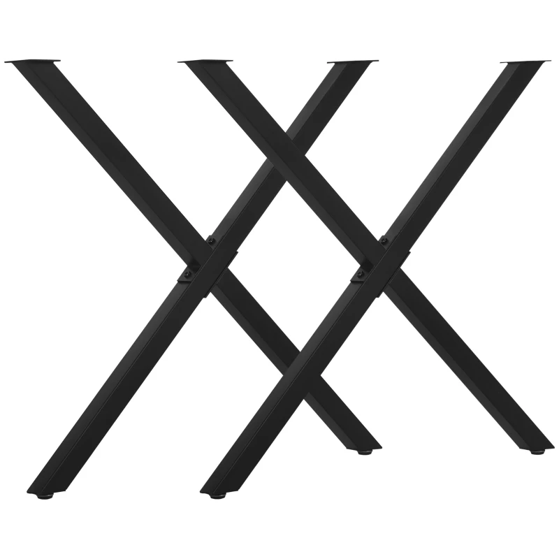 HOMCOM 2 Stück Stahl Tischbeine Tischfüße für Esstisch Schreibtisch Couchtisch Tischgestell in X-Form Schwarz 72cm