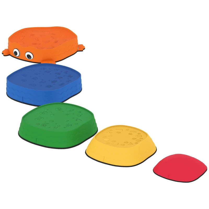 AIYAPLAY 5er-Set Trittsteine zum Balancieren, stapelbar, Froschform, Kunststoff, Bunt