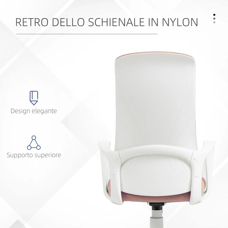 Vinsetto Sedia da Ufficio Ergonomica e Imbottita con Altezza Regolabile e Dondolo, 62x56x110-119.5 cm, Rosa