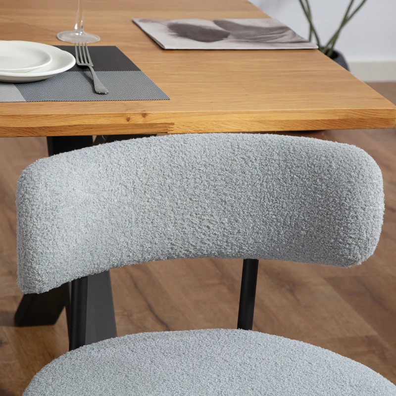 HOMCOM Set di 2 sedie da sala da pranzo con schienale in tessuto piedi in acciaio 51 x 51 x 76 cm grigio chiaro