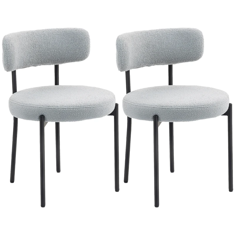 HOMCOM Juego de 2 sillas de comedor con respaldo de tela patas de acero 51 x 51 x 76 cm gris claro