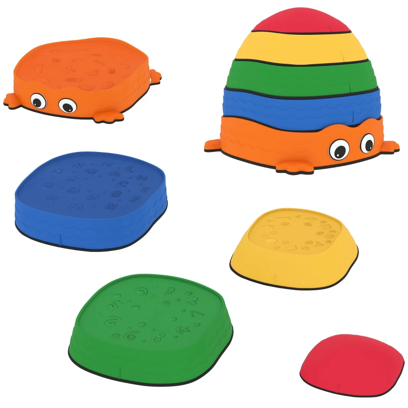 AIYAPLAY Conjunto de Piedras de Equilibrio para Niños Apilables de 5 Piezas Antideslizantes para Interior y Exterior Multicolor