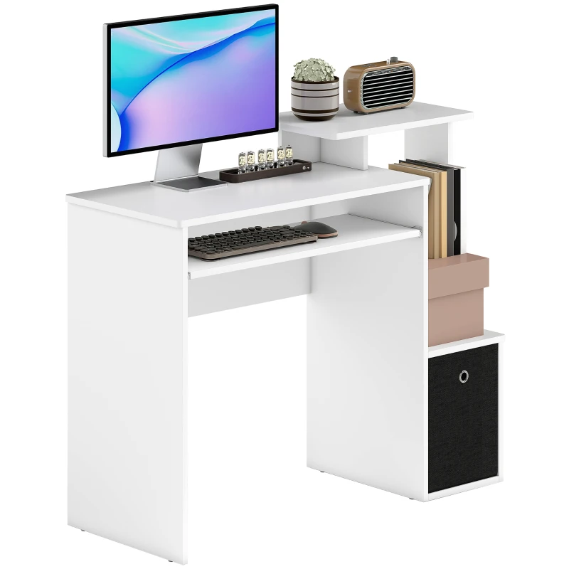 HOMCOM Birou modern pentru PC, 100x40x86.6cm, alb si negru