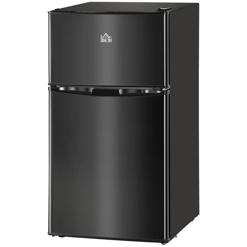 HOMCOM 88L Under Counter Fridge Freezer, Small Refrigerator with 5-Setting, 3 Star Freezer Rating, Black