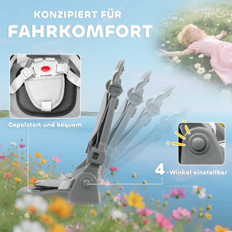 AIYAPLAY Kinderdreirad, 6-in-1 Buggy für Kleinkinder, mit Schiebegriff, verstellbarer Sitz, faltbares Design, Sicherheitsnetz, Grau