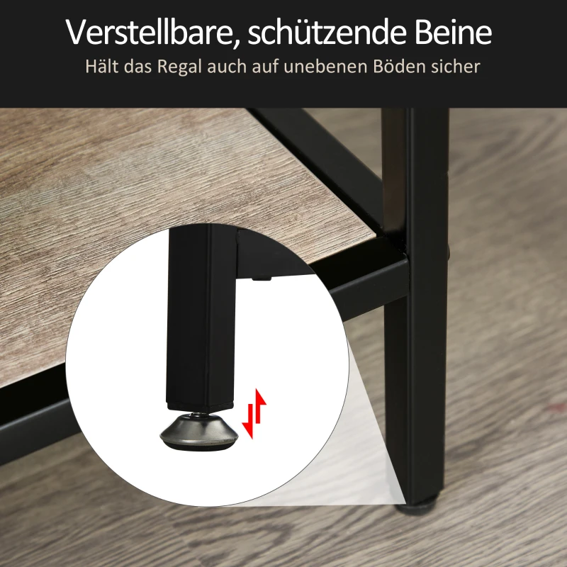 HOMCOM Standregal, Bücherregal Lagerregal Industrieller Stil, Aktenregal, Küchenregal, P2 Spanplatte, Metall, Schwarz+helle Eiche, 120 x 32 x 95 cm