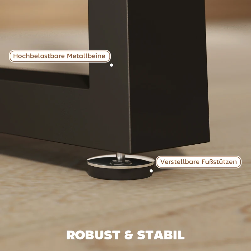 HOMCOM Esstisch im Industriedesign für 6 Personen, ausziehbare Tischplatte, 120 cm x 80 cm x 76 cm, Schwarz + Braun