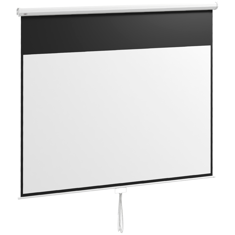 HOMCOM Pantalla de Proyector Manual 120 Pulgadas Formato 16:9 266x149 cm Blanco