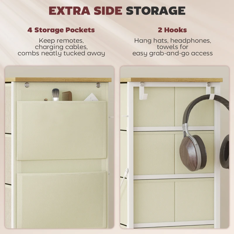 HOMCOM Chest of Ten Fabric Drawers - Beige