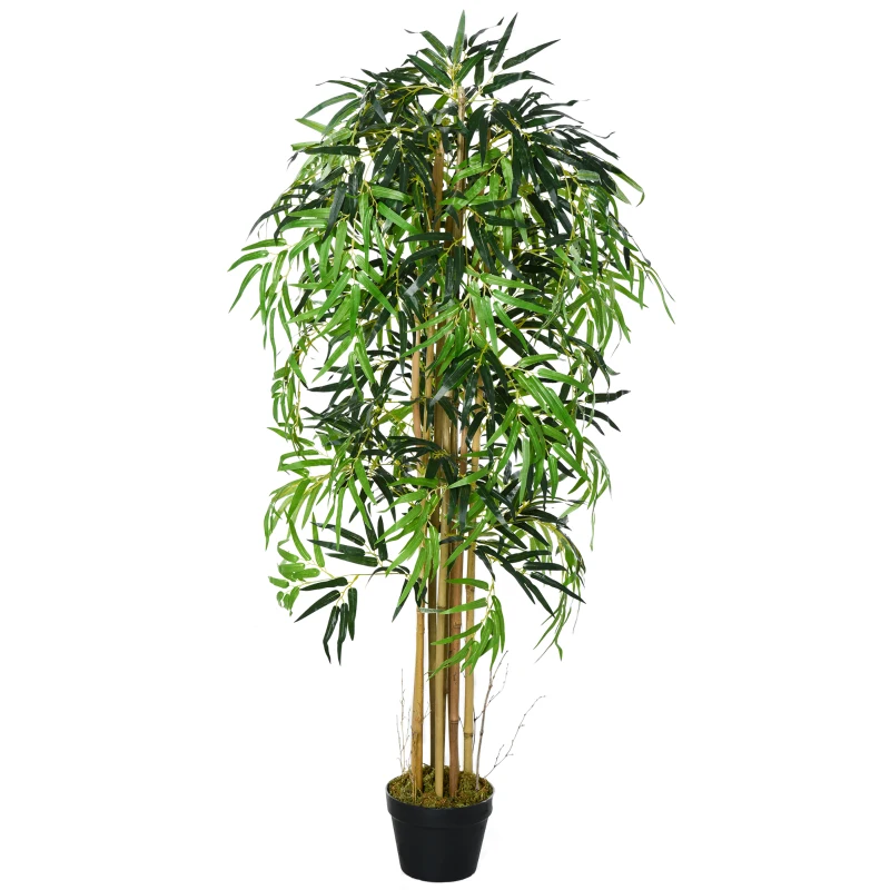 Outsunny Bambou Artificiel avec Vase pour Intérieur et Extérieur, Φ18x150cm
