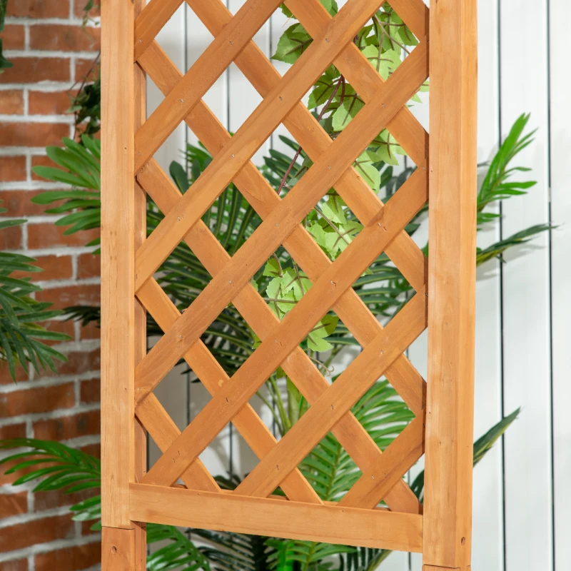 Outsunny Banc de Jardin en Bois d'Épicéa avec Arche Décorative pour Plantes et Pots, 160x50x198 cm, Marron