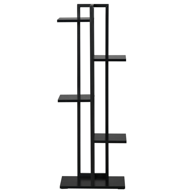 Outsunny Échelle Porte-fleurs à 5 Niveaux pour Intérieur et Extérieur en MDF et Acier, 40x22x113 cm, Noir