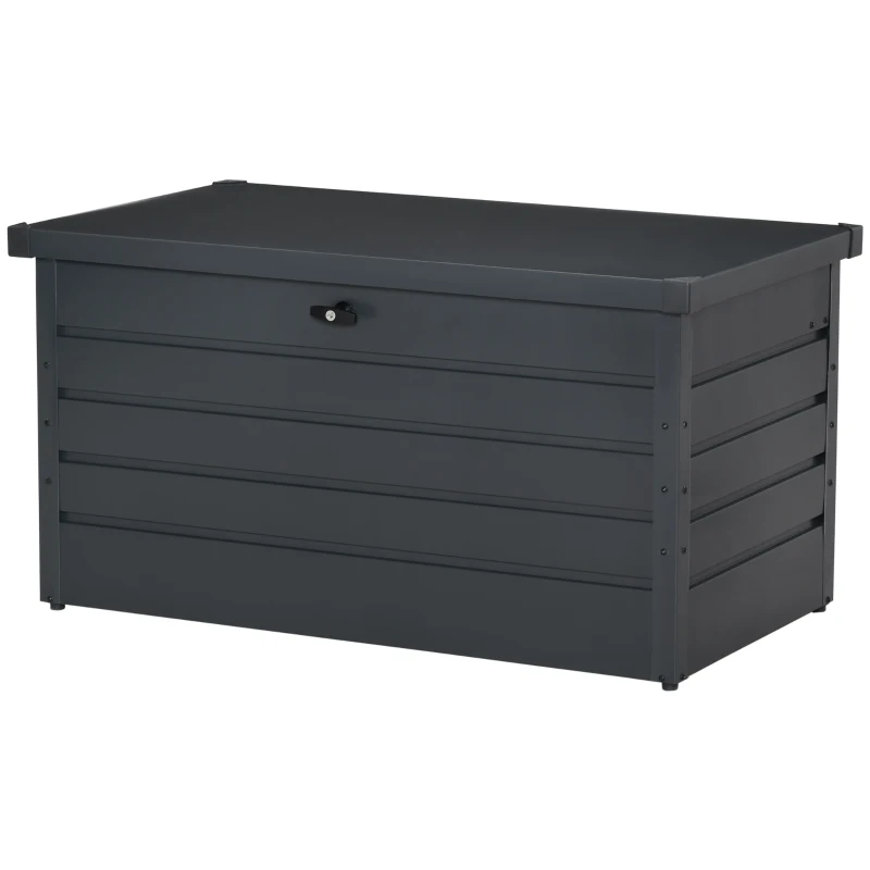 Outsunny Banc-Coffre de Jardin avec Clé, Coffre Moderne en Acier, Gris, 120x62x62 cm