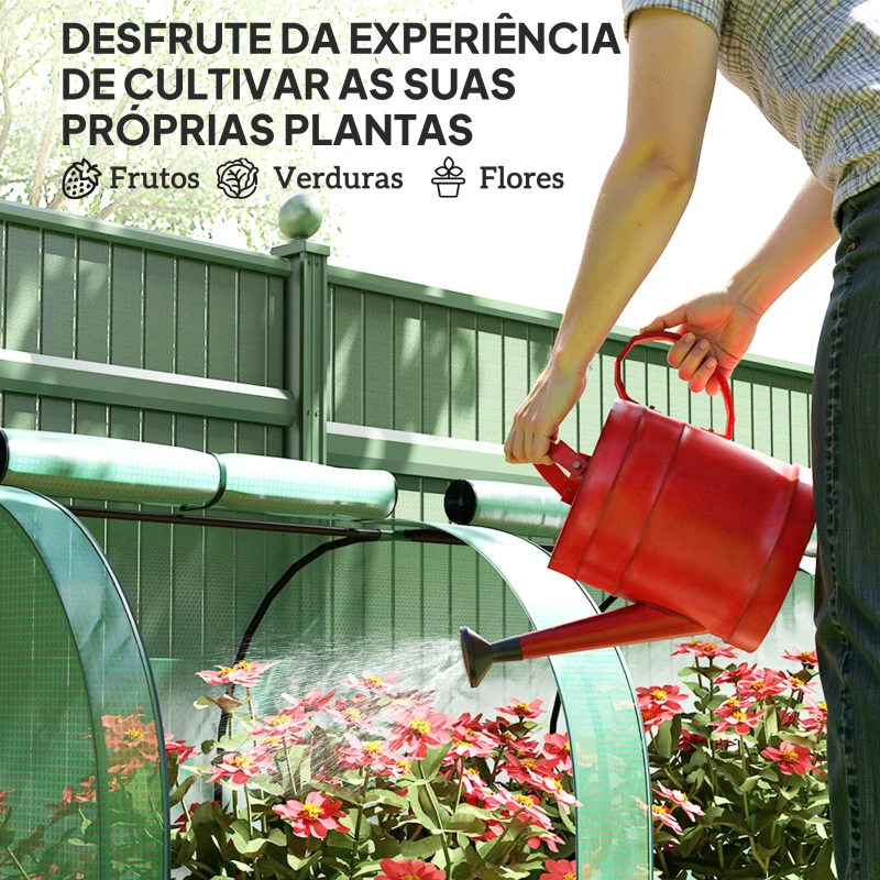 Outsunny Estufa para Jardim Estufa Pequena para Cultivo de Plantas com 4 Janelas 395x100x80 cm Verde