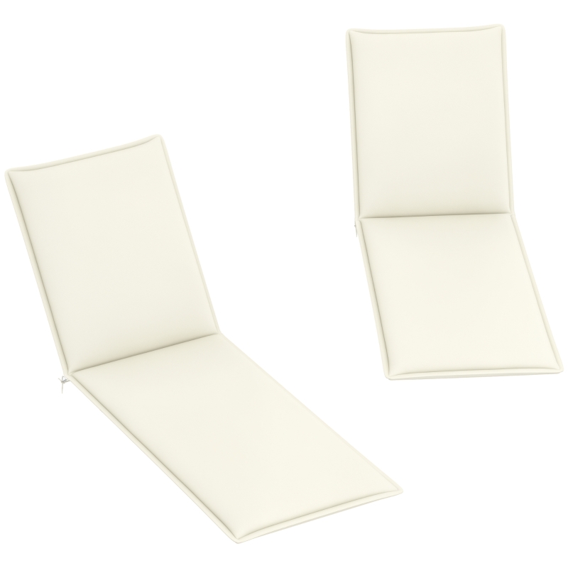 Outsunny Conjunto de 2 Almofadas para Espreguiçadeira Dobráveis 193x58x6 cm com Correias de Sujeição Creme