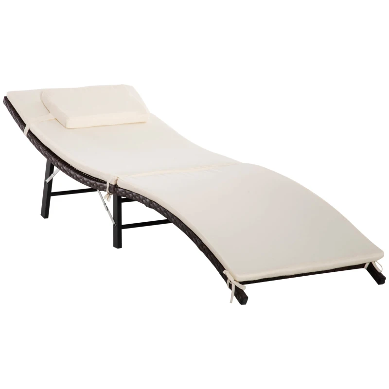 Bain de soleil pliable résine tressée matelas et tétière inclus