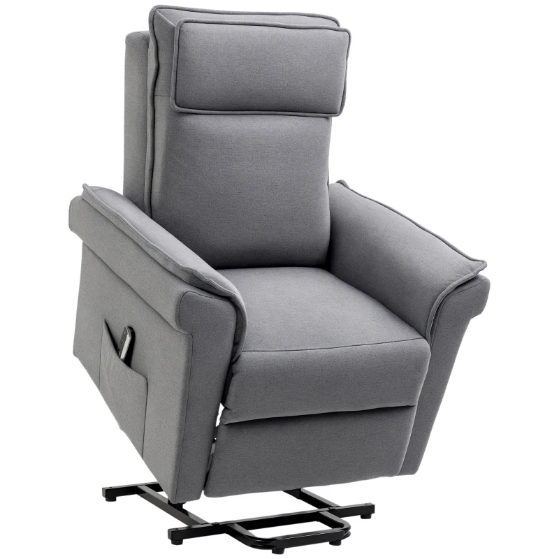 HOMCOM Poltrona Relax Alzapersona Massaggiante e Reclinabile a 150°, Rivestimento in Tessuto Grigio