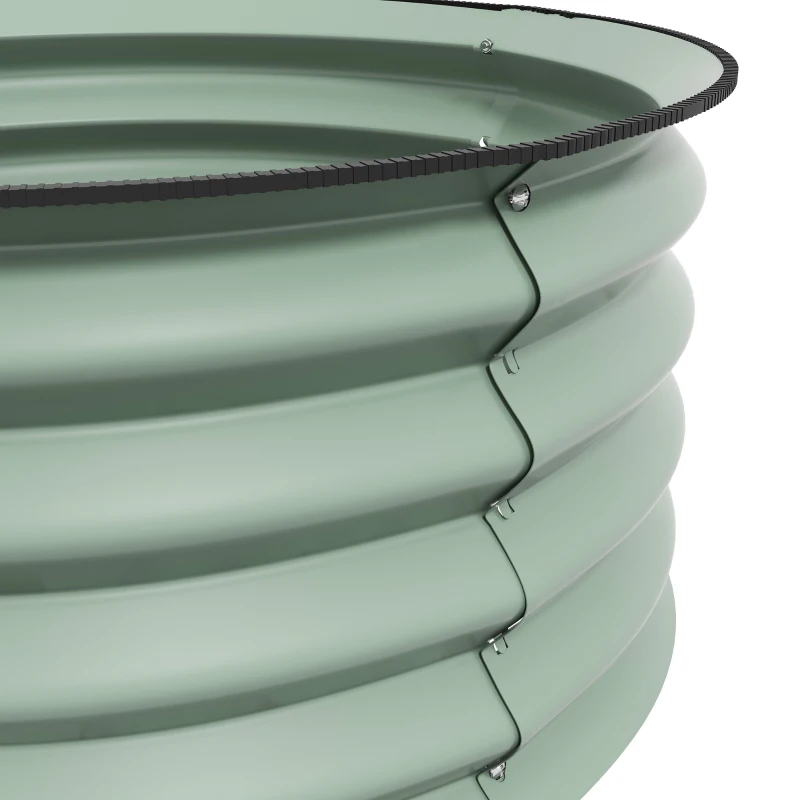 Outsunny Lot de 2 bacs de plantation galvanisés, Ø60 x 30H cm Pots de fleurs avec fond ouvert pour différentes plantes, Vert