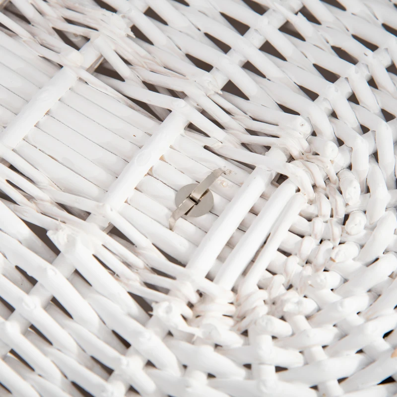 HOMCOM Panier à Linge en Osier avec Couvercle et Sac Intérieur en Tissu Lavable, Blanc