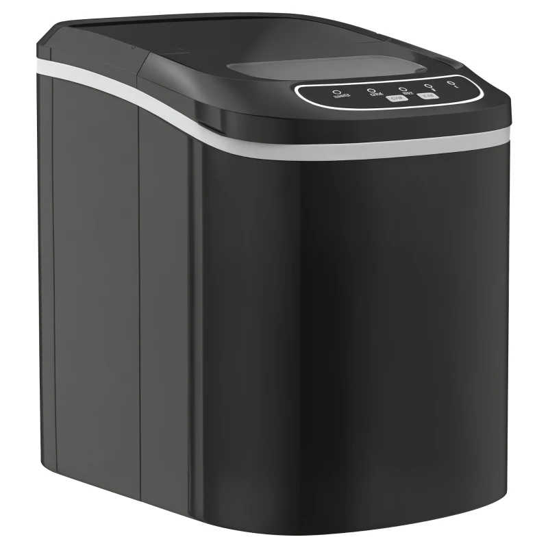 HOMCOM Eiswürfelmaschine, 2, 2 Liter, 12 kg in 24 h, Eiskugeln, selbstreinigend, Eiswanne, Eisschaufel, Schwarz