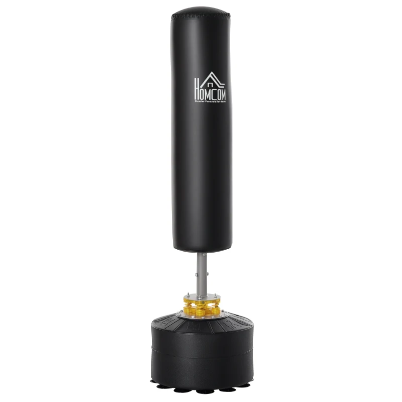 HOMCOM Saco de Boxe de Pé para Adultos 170 cm Altura Ajustável em 3 Níveis Punching Ball com Base Preenchível  Ø50x 170 cm Preto