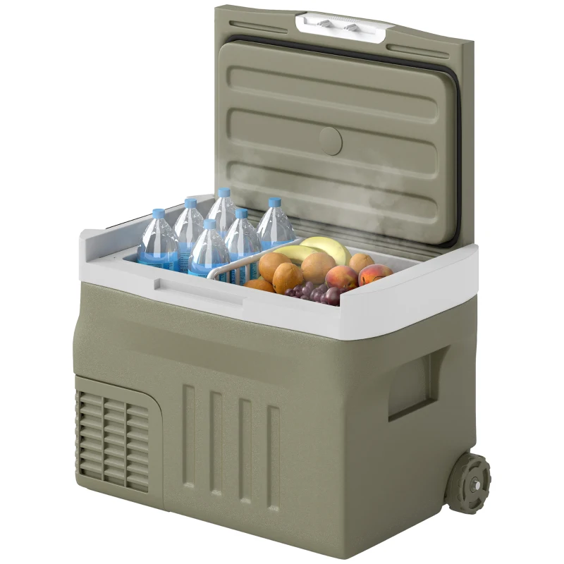 Outsunny Réfrigérateur Portatif Électrique 30L Réfrigérateur de Voiture 12V/24V -20℃ à +20 ℃ avec Écran LED Tactile 61x39x41,5 cm Vert