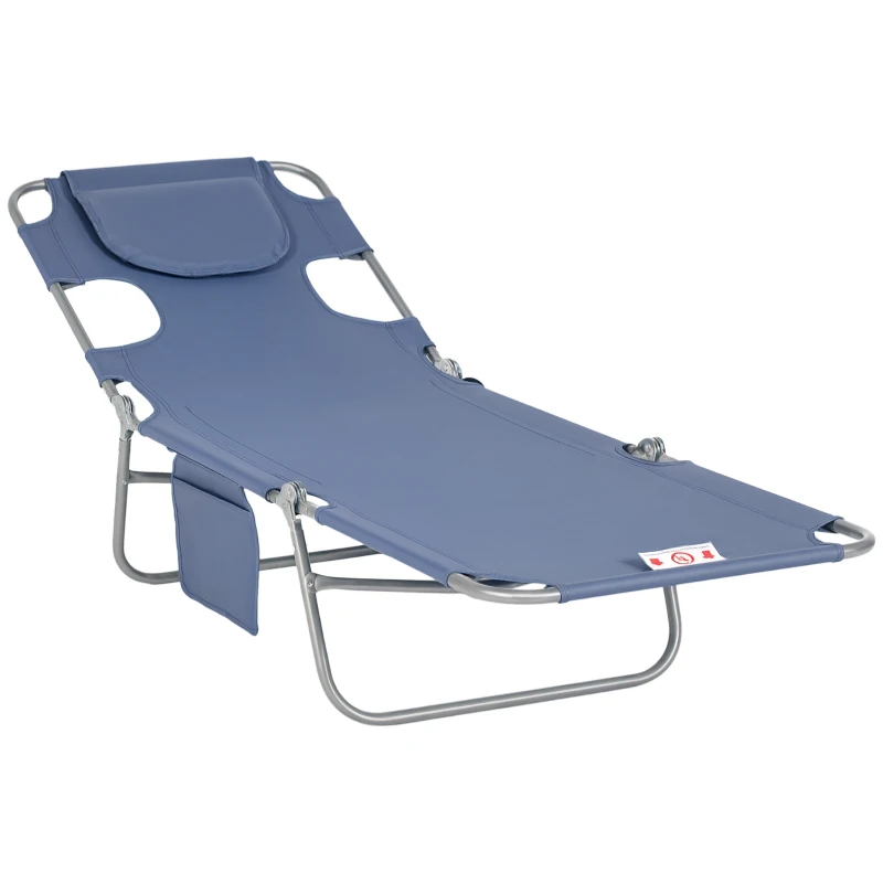 Outsunny Chaise Longue de Jardin, Chaise Longue avec Ouverture Faciale Rembourrée, Chaise Longue de Massage pour l'extérieur, Poche Latérale, Tissu, Métal, Gris