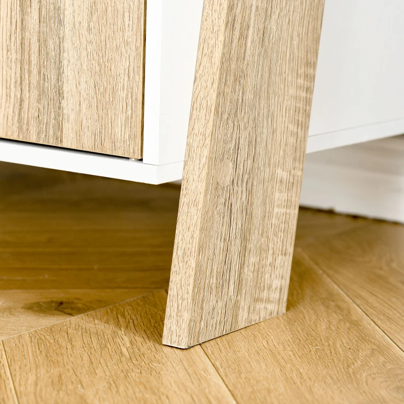 HOMCOM Étagère en Escalier avec 3 Étagères et Placard, Étagère en Escalier Style Nordique en Bois, 60x40x171cm, Chêne et Blanc