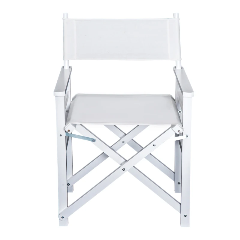 HOMCOM Beech Wooden Frame Directors Folding Chair Space Saving Oxford Fabric Seat White