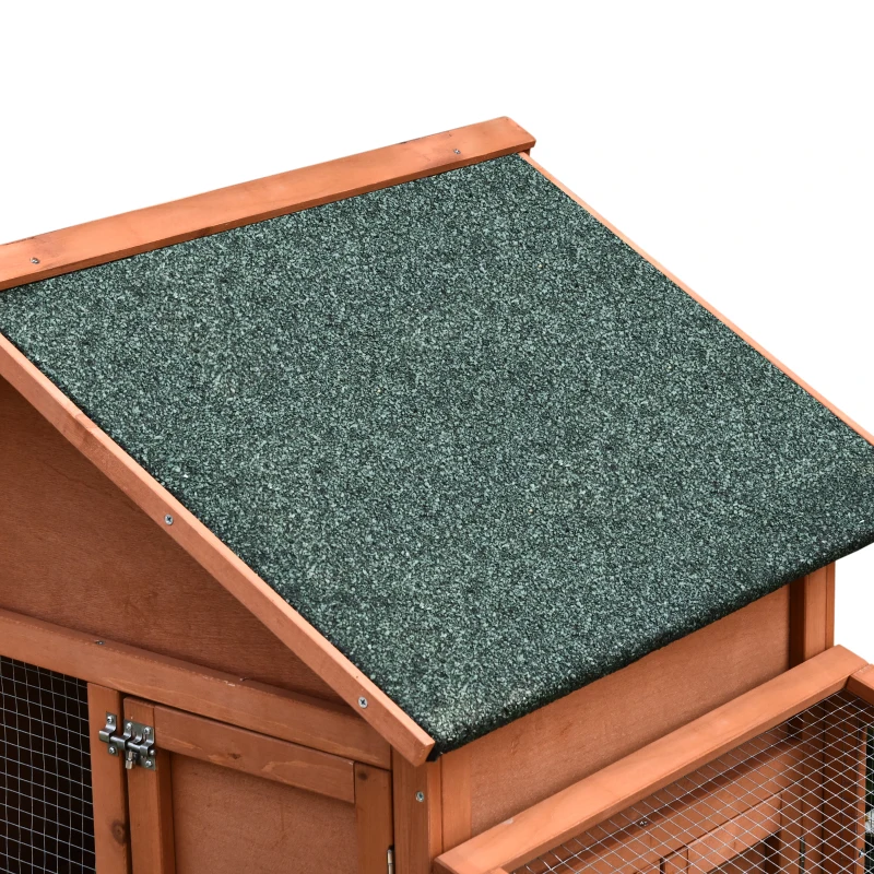 PawHut Enclos pour petits animaux avec toit en asphalte, zone extérieure, deux étages, bois de pin, naturel, 144 x 64,5 x 100 cm