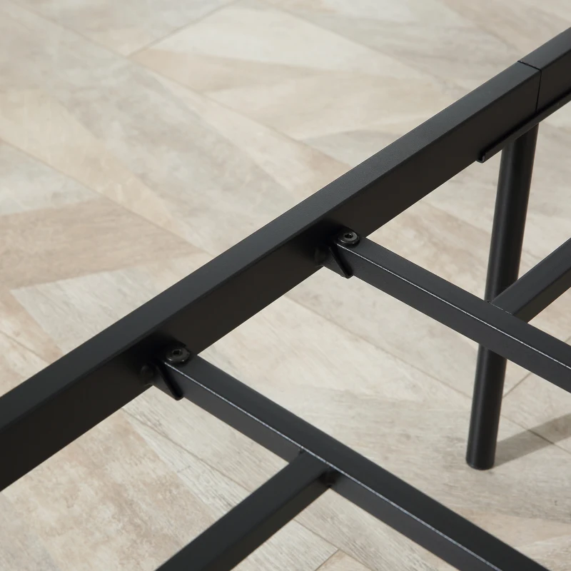 HOMCOM Structure Lit Simple en Bois et Acier avec Lattes de Style Industriel, 90x200 cm