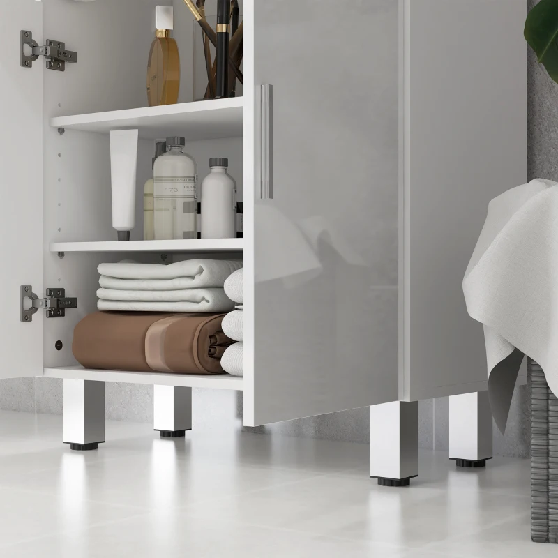 kleankin Meuble de Salle de Bain, Commode de Salle de Bain, 2 Tiroirs, Étagère Ajustable, Panneau de Particules, Blanc