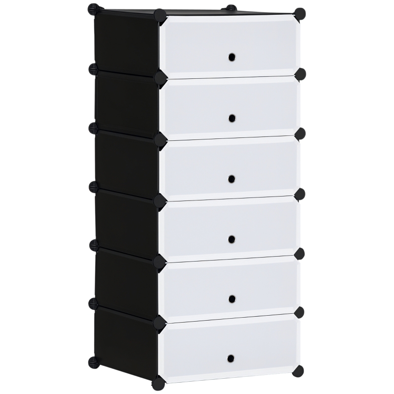 Meuble de rangement - meuble à chaussures modulable 12 casiers avec portes et étagères - dim. 94L x