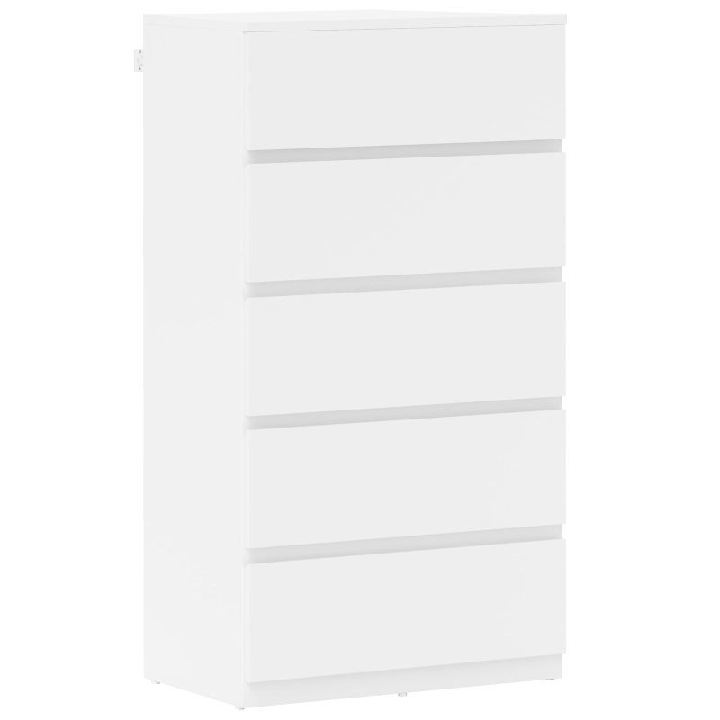 HOMCOM Commode Sideboard Commode à tiroirs, 5 tiroirs, 55 cm x 34 cm x 100 cm, Blanc