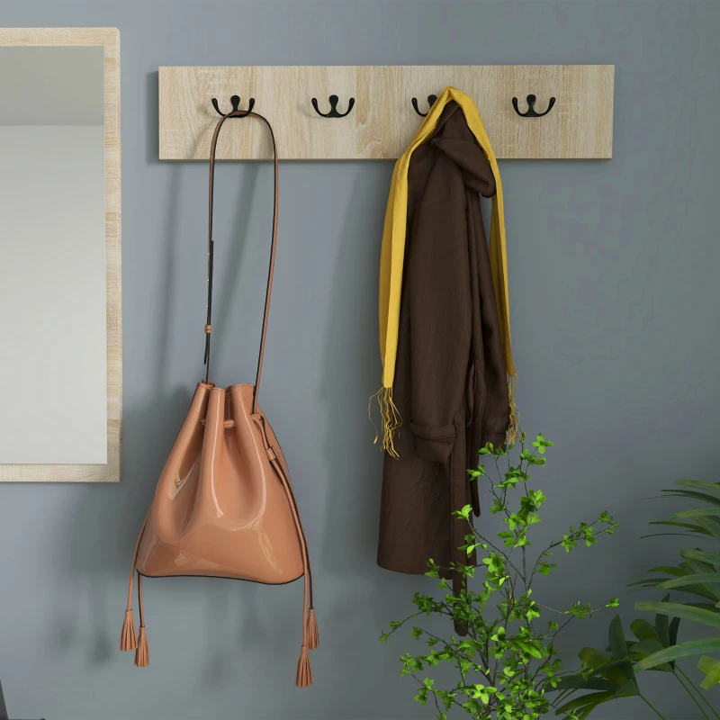 HOMCOM Ensemble d'Entrée avec Porte-Manteau Mural 4 Crochets, Range-Chaussures pour 9 Chaussures, Armoire et Miroir