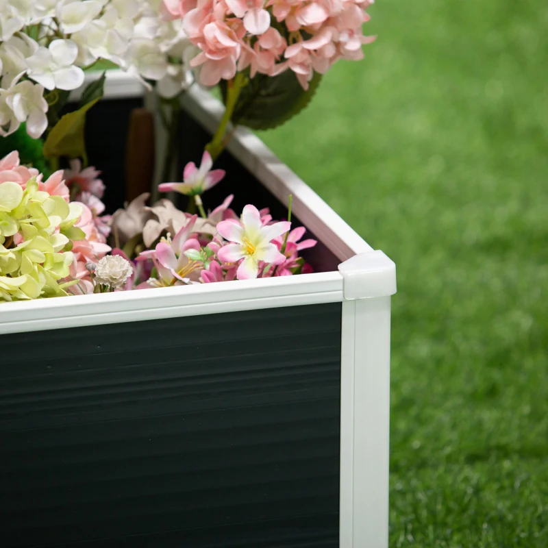 Outsunny Carré Potager, Pot de Fleurs, avec Fonction de Drainage, Protection contre les Ravageurs, Plastique, gris, 60 x 60 x 30 cm