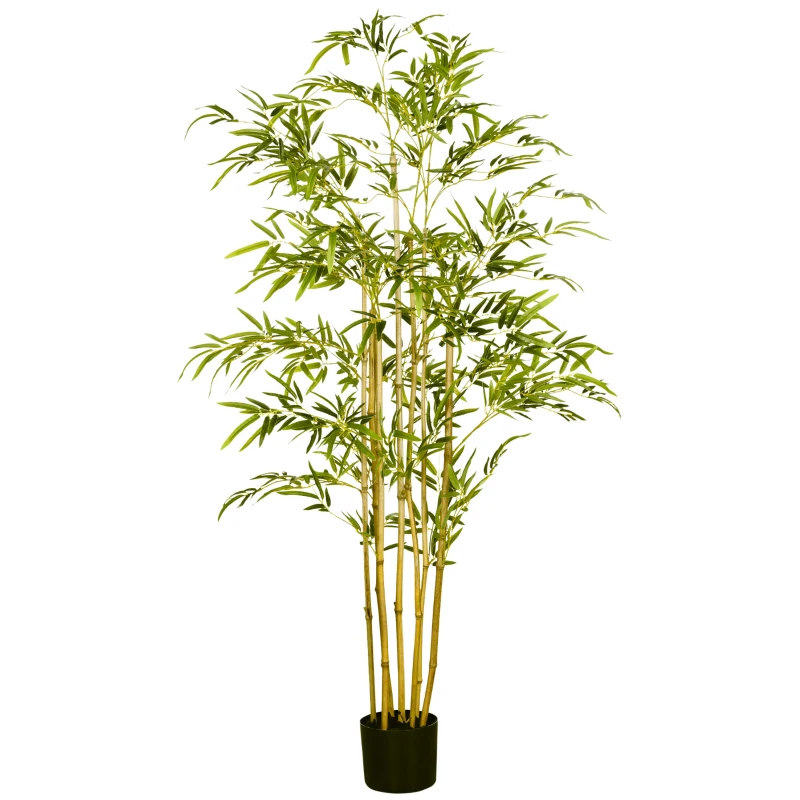 HOMCOM Bambou dans Pot Artificiel Haut 150cm pour Intérieur et Extérieur, Vert