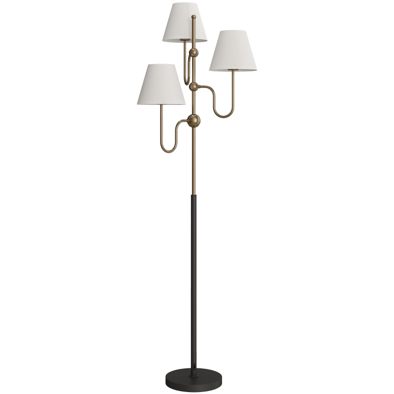 HOMCOM Lampada da Terra Alta 165 cm con 3 Punti Luce e Interruttore a Pedale, Attacco E27 Max 40W, Or