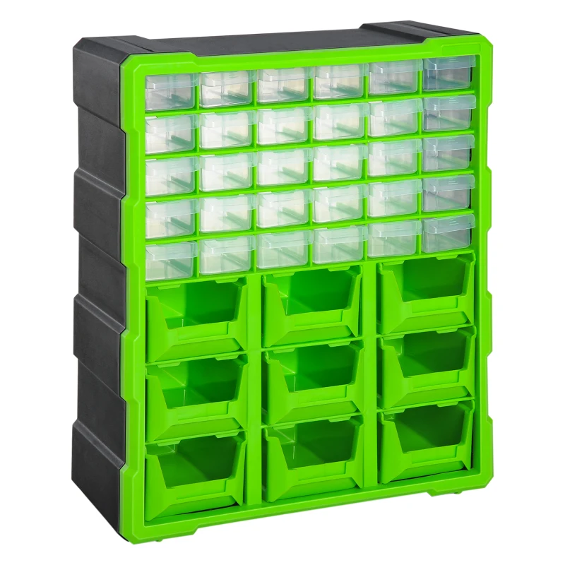 DURHAND Boîte de rangement pour pièces de petites dimensions avec 39 compartiments Vert L38 x l16 x H47,5 cm