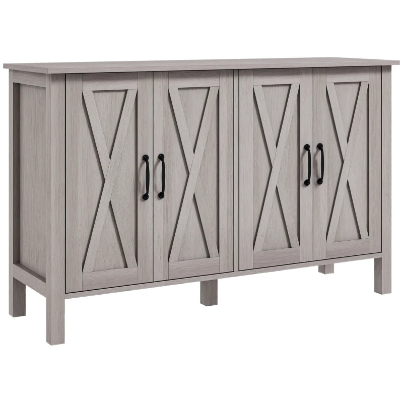 HOMCOM Buffet Polyvalent style Rustique avec 4 Étagères de Rangement Réglables, en Bois, 120x37x75 cm, Gris