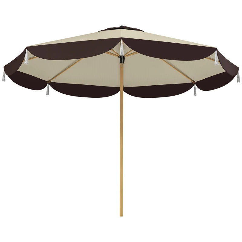 Outsunny Parasol de Jardin Ø2.6 m avec Couverture UV50+, Ouverture d'Aération et 8 Baleines, Beige