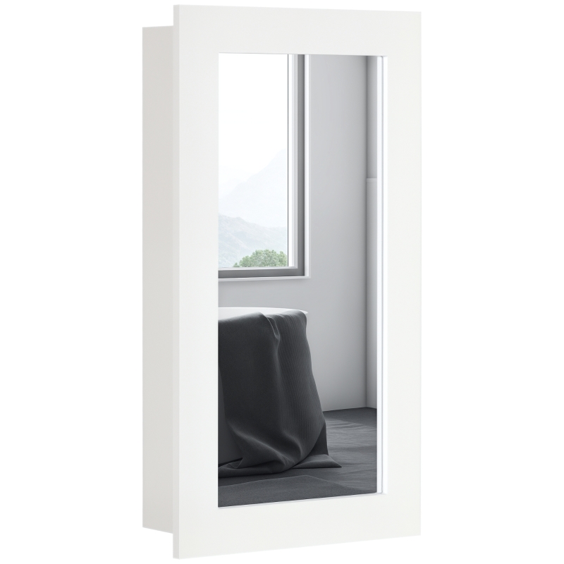 kleankin Armário com Espelho para Casa de Banho Armário de Parede para Casa de Banho com Porta e Prateleiras Ajustáveis 40x12x71 cm Branco
