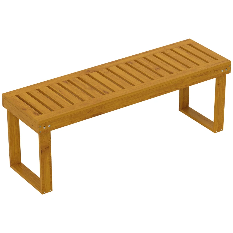 Outsunny Banco de Jardim de 2 Lugares Banco de Madeira com Assento em Ripas Banco para Pátio Exterior Varanda 120x34x43 cm Teca