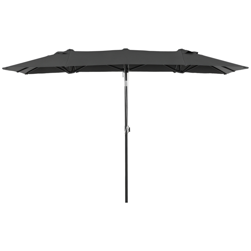 Outsunny Umbrelă de Grădină Dublă Înclinabilă și Reglabilă în Înălțime, 295x150x170-214 cm, Gri
