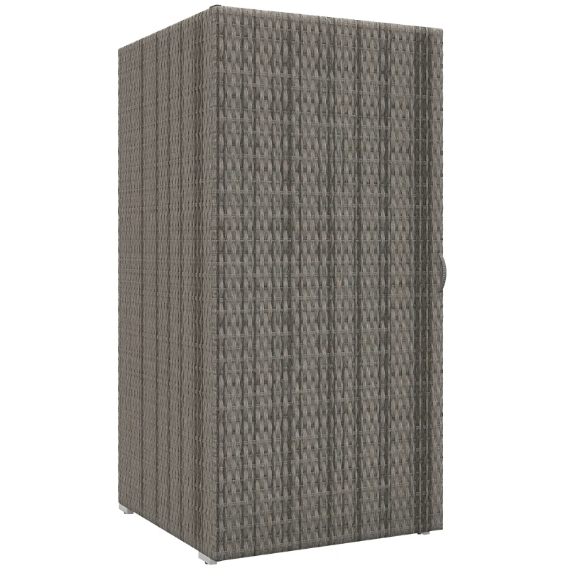 Outsunny Armoire de Jardin en Rotin PE avec 2 Compartiments, 60x63x120cm, Gris