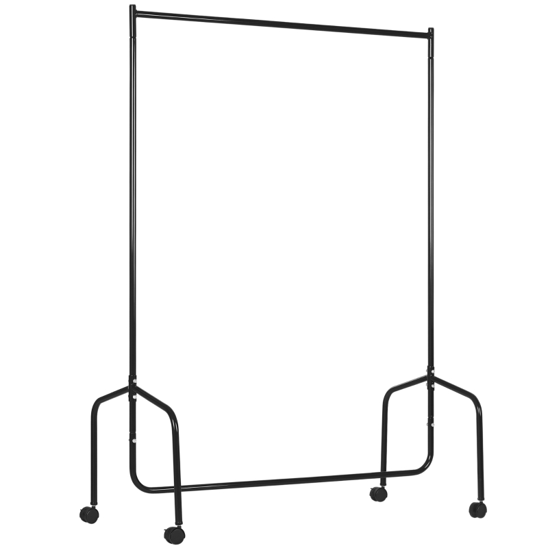 HOMCOM Rella Appendiabiti Attaccapanni in Metallo, Stand per Vestiti con Rotelle, Nero, 120x60x170cm