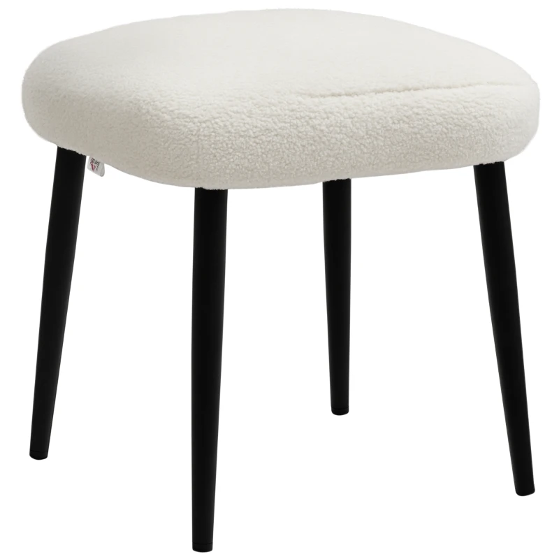 Aosom Hocker, Sitzhocker, Kaschmir-Optik, Fußhocker, Creme-Weiß